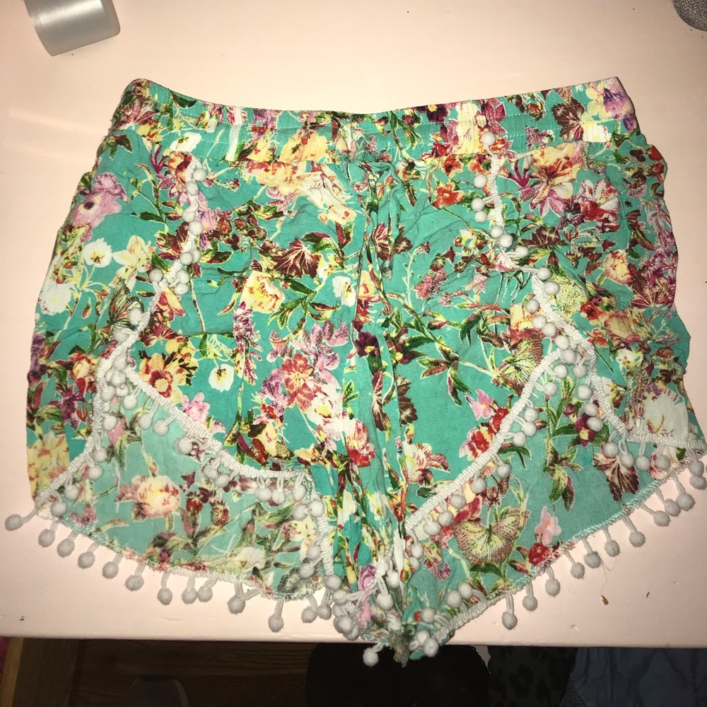 Blue floral shorts